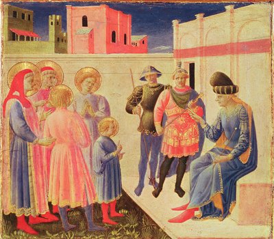 SS. Cosmas ja Damian Before Diocletianus, predella Annalenan alttaritaulusta, 1434 (tempera paneelissa) tekijältä Fra Angelico